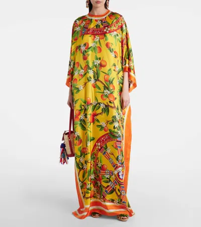 Dolce & Gabbana Printed Silk Maxi Dress In Multi