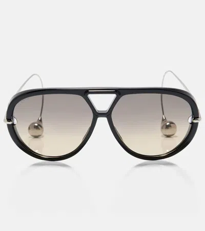 Bottega Veneta Aviator Drop Sunglasses In Black