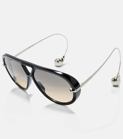 Bottega Veneta Aviator Drop Sunglasses In Black