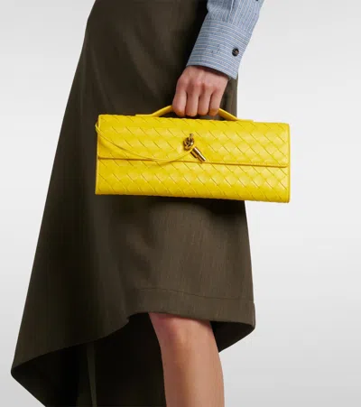 Bottega Veneta Long Andiamo Clutch Bag With Handle In Yellow