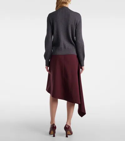 Bottega Veneta Ribbed Knit Sweater With Button-down Front In Gray