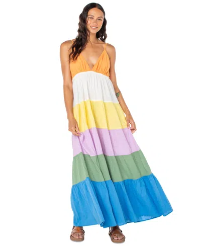 Roxy Honolulu Glow Colorblock Tiered Maxi Dress