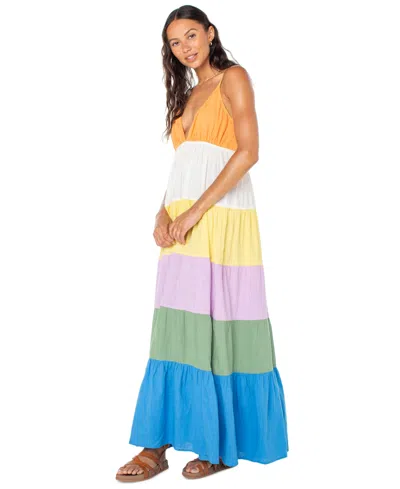Roxy Honolulu Glow Colorblock Tiered Maxi Dress