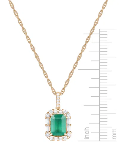 Macy's Emerald (1 Ct. T.w.) & Diamond (1/4 Ct. T.w.) Halo 17" Pendant Necklace In 14k Gold (also In Ruby An