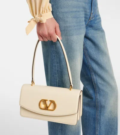 Valentino Garavani  Garavani Vain Bag With Handle In Shiny Calfskin Woman Butter Uni In White