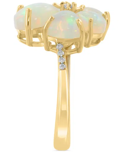 Effy Collection Effy Ethiopian Opal & Diamond (1/4 Ct. T.w.) Flower Statement Ring In 14k Yellow Gold