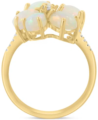Effy Collection Effy Ethiopian Opal & Diamond (1/4 Ct. T.w.) Flower Statement Ring In 14k Yellow Gold