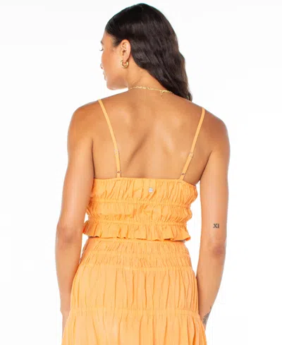 Roxy Juniors' Sunset Mist Cotton Square-neckline Top In Yellow