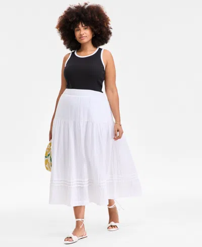 On 34th Trendy Plus Size Bubble-hem Midi Skirt, Exclusively At Macy's