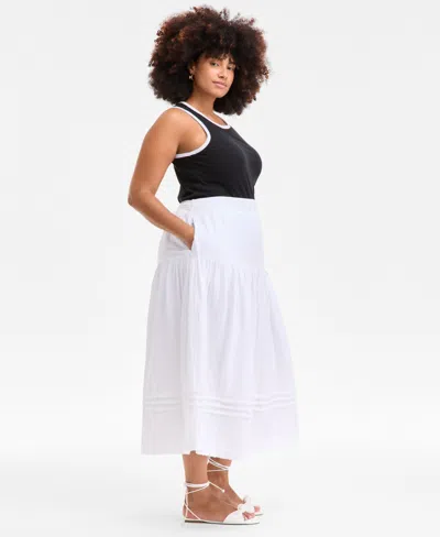 On 34th Trendy Plus Size Bubble-hem Midi Skirt, Exclusively At Macy's