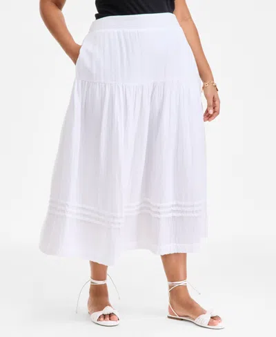 On 34th Trendy Plus Size Bubble-hem Midi Skirt, Exclusively At Macy's