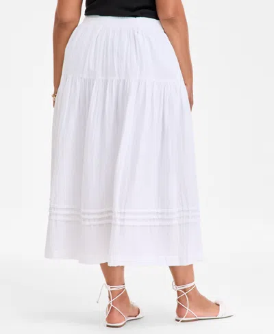 On 34th Trendy Plus Size Bubble-hem Midi Skirt, Exclusively At Macy's