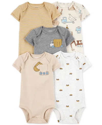 Carter's Baby Boys Round Neck Short Sleeve Rib 5-pc. Bodysuit