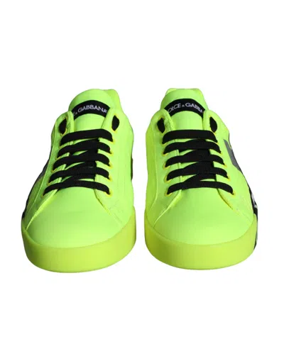 Pre-owned Dolce & Gabbana Neon Green Logo Tape Low Top Sneakers Men's Shoes ()