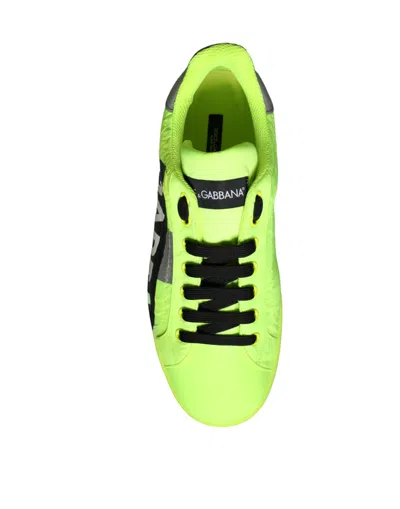 Pre-owned Dolce & Gabbana Neon Green Logo Tape Low Top Sneakers Men's Shoes ()