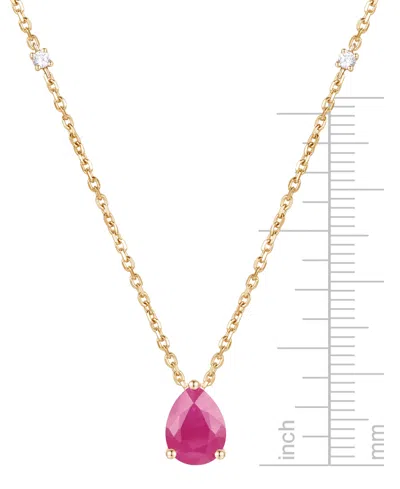 Macy's Emerald (1 Ct. T.w.) & Diamond (1/20 Ct. T.w.) 17" Pendant Necklace In 14k Gold (also In Ruby And Sa