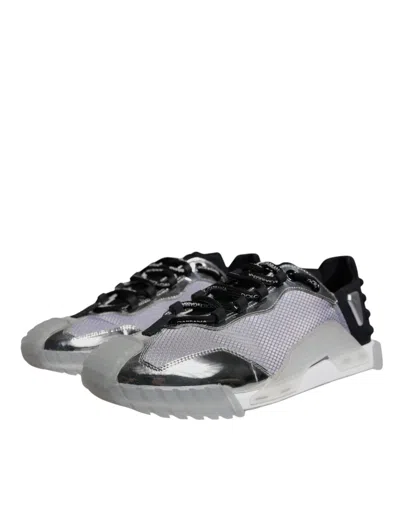 Pre-owned Dolce & Gabbana Silver Black Nylon Ns1 Low Top Sneakers Men's Shoes ()