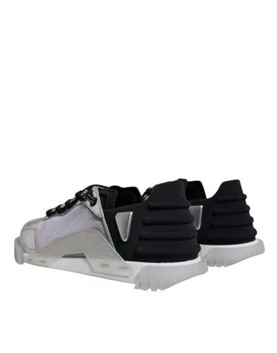 Pre-owned Dolce & Gabbana Silver Black Nylon Ns1 Low Top Sneakers Men's Shoes ()