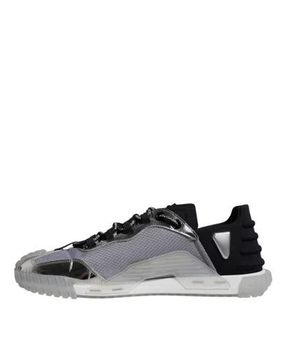 Pre-owned Dolce & Gabbana Silver Black Nylon Ns1 Low Top Sneakers Men's Shoes ()