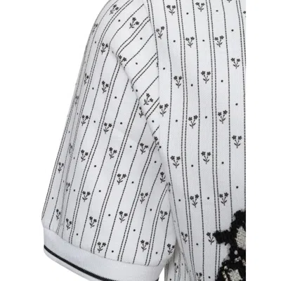 Dolce & Gabbana Polo In Piquet Bianca With Allover Printing