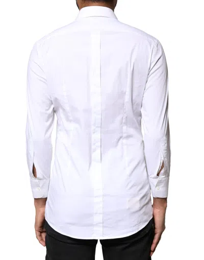 Pre-owned Dolce & Gabbana White Gold Cotton Long Sleeves Men Dress Men's Shirt ()