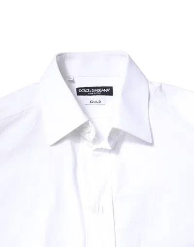 Pre-owned Dolce & Gabbana White Gold Cotton Long Sleeves Men Dress Men's Shirt ()