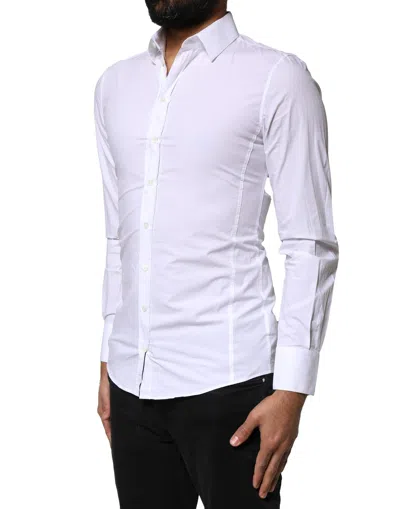 Pre-owned Dolce & Gabbana White Sicilia Cotton Formal Men Dress Men's Shirt ()