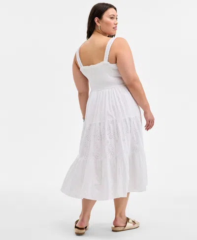 On 34th On 34 Trendy Plus Size Smocked Eyelet Maxi Dress, Exclusively At Macy's In Orange
