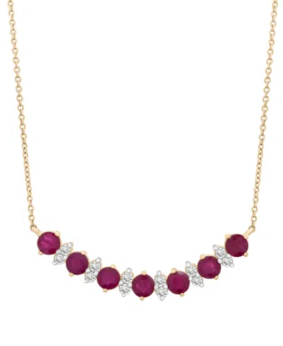 Macy's Ruby (1-1/2 Ct. T.w.) & Diamond (1/4 Ct. T.w.) 17" Collar Necklace In 14k Gold