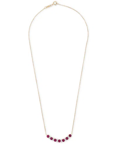 Macy's Ruby (1-1/2 Ct. T.w.) & Diamond (1/4 Ct. T.w.) 17" Collar Necklace In 14k Gold