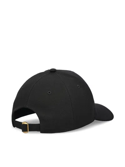 Valentino Cotton Baseball Cap With Embroidery And Curved Brim In Black