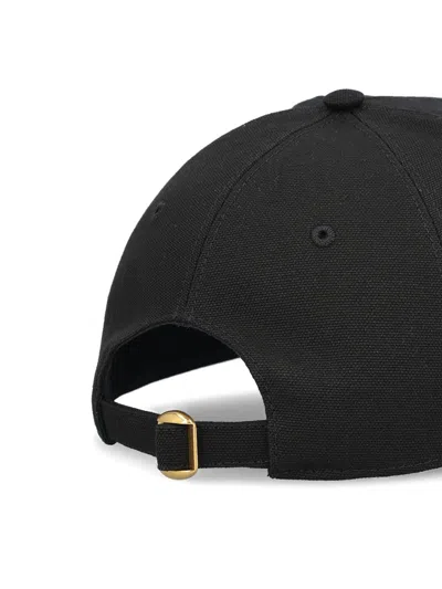 Valentino Cotton Baseball Cap With Embroidery And Curved Brim In Black