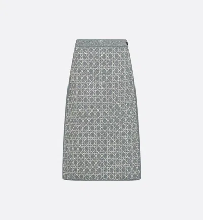 Dior High Waist Geometric Pattern Skirt With Side Button Detail