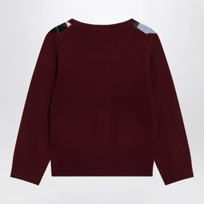 Ganni Womens Tawny Port Rhombus-print Round-neck Wool And Cashmere Cardigan Xl