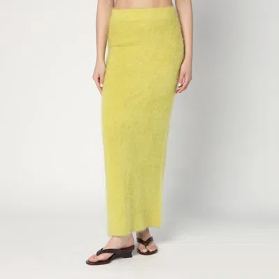 Soft Goat Womens Regular-fit Brushed Cashmere-knit Midi Skirt Lime Xs