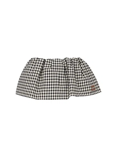 Miu Miu Mini Skirt With Embroidered Cotton Checkered Pattern