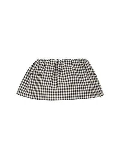 Miu Miu Mini Skirt With Embroidered Cotton Checkered Pattern