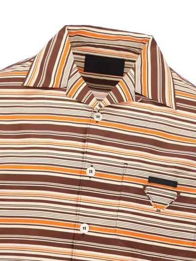 Prada Camicia In Misto Cotone Ricamato Uomo In Multi