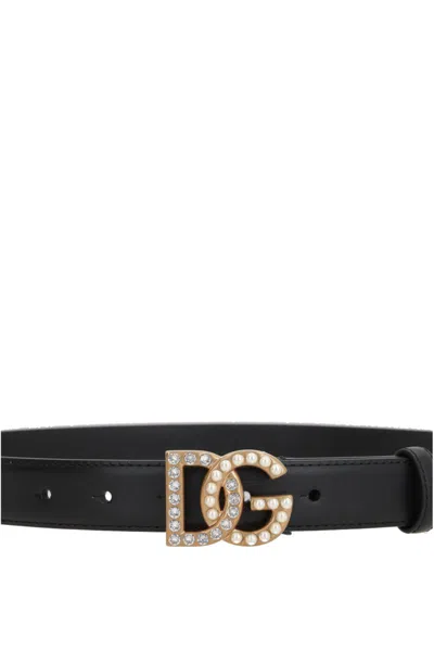 Dolce & Gabbana Black Logo Buckle Belt