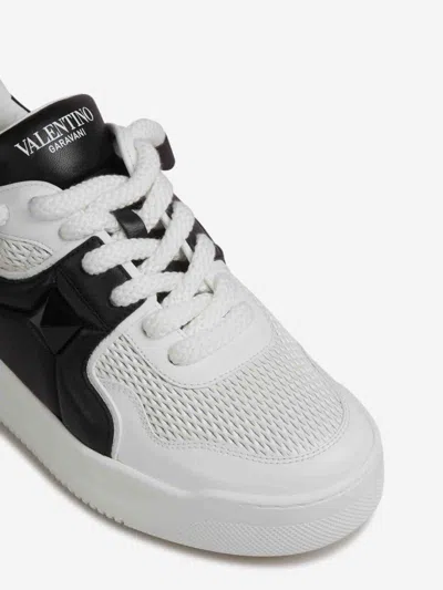Valentino Garavani One Stud Xl Low-top Sneaker In Nappa Leather And Jacquard Toile Iconographe Techn In White