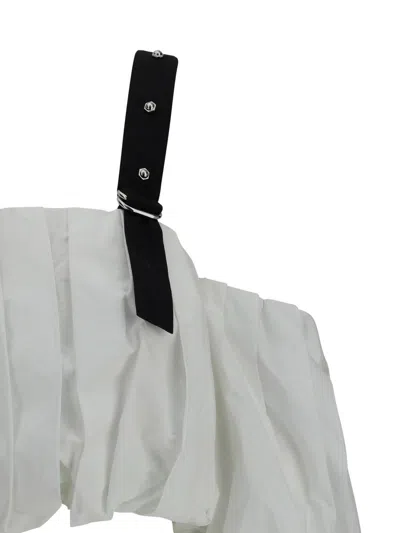 Pinko Raul Off-shoulder Balloon Cropped Top In White