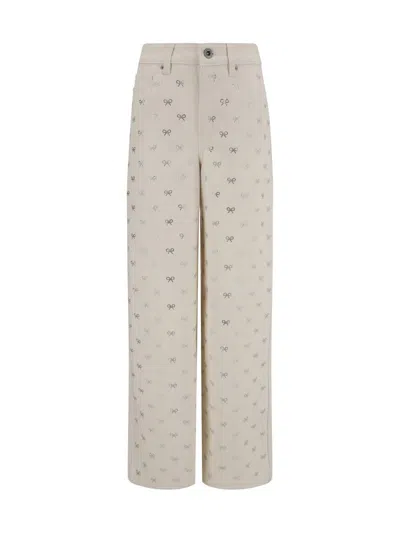 Self-portrait Self Portrait Women Cream Denim Diamante Bow Jeans