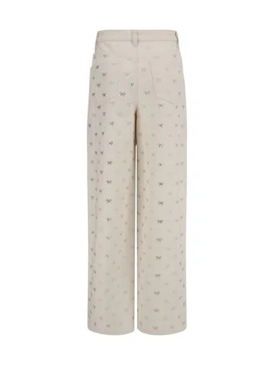 Self-portrait Self Portrait Women Cream Denim Diamante Bow Jeans