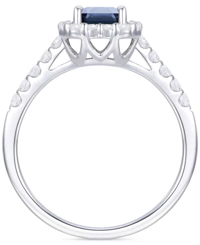 Macy's Emerald (1 Ct. T.w.) & Diamond (3/8 Ct. T.w.) Round & Baguette Halo Ring In 14k Gold (also In Ruby &