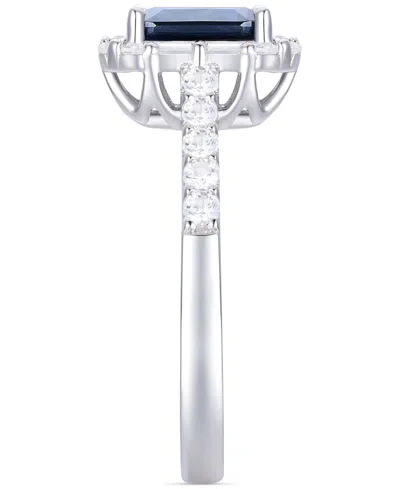 Macy's Emerald (1 Ct. T.w.) & Diamond (3/8 Ct. T.w.) Round & Baguette Halo Ring In 14k Gold (also In Ruby &