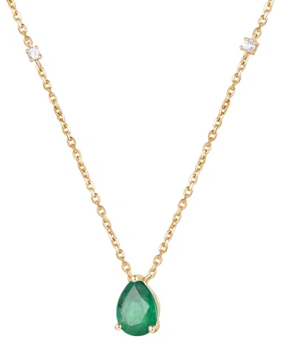 Macy's Emerald (1 Ct. T.w.) & Diamond (1/20 Ct. T.w.) 17" Pendant Necklace In 14k Gold (also In Ruby And Sa