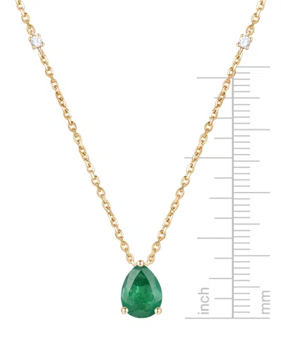 Macy's Emerald (1 Ct. T.w.) & Diamond (1/20 Ct. T.w.) 17" Pendant Necklace In 14k Gold (also In Ruby And Sa