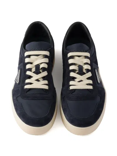 Prada Men's Downtown Nylon And Suede Low-top Sneakers