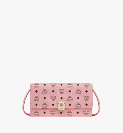 Mcm Aren Crossbody Wallet In Visetos In Pink