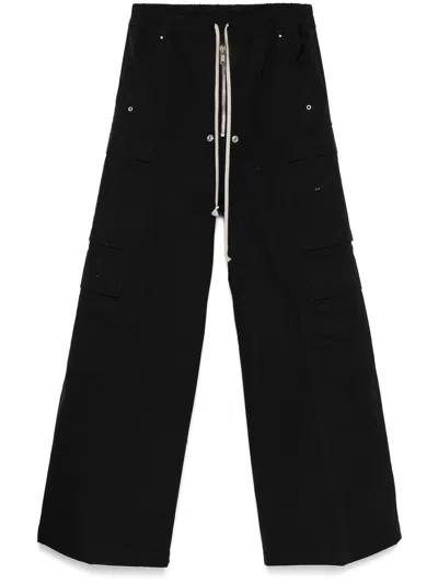 Rick Owens Wide Bela Cotton Poplin Pants In Black  